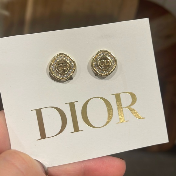 Christian Dior CD Rhinestone Clip On Earrings - Picture 3 of 6